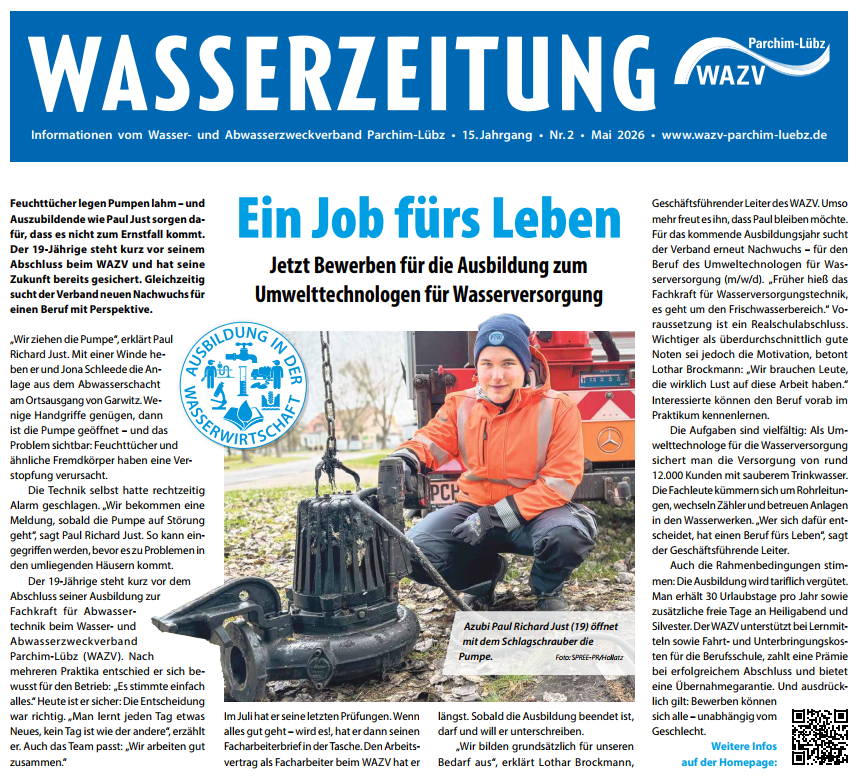 Foto einer Seite der Wasserzeitung